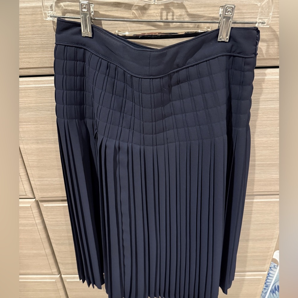 J. Crew Dark Blue Pleated Midi Skirt